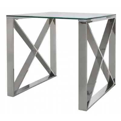 Zen End Side Table Stainless Steel And Glass