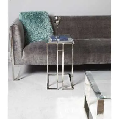 Zen Sofa End Table Stainless Steel Glass