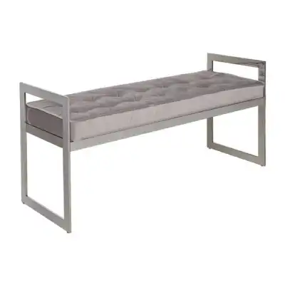 Zena Stainless Steel Bench With Grey Fabric Seat