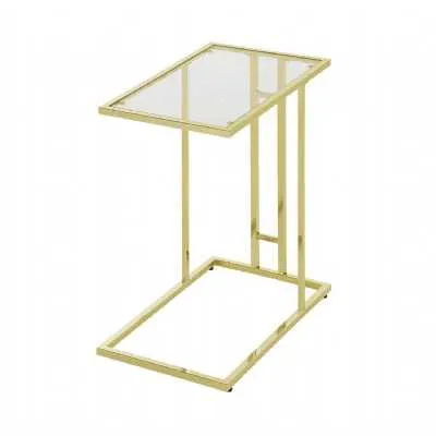 Henry Gold Sofa Table Clear Glass