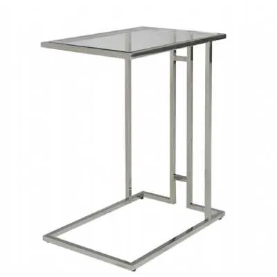 Henry Stainless Steel Sofa Table Clear Glass