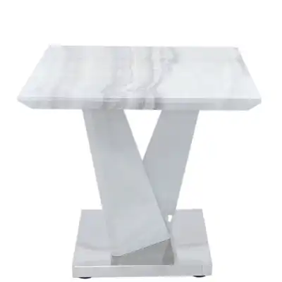 Aston Rect Marble Effect End Table White