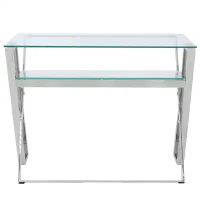 Dalston Steel And Clear Glass Desk