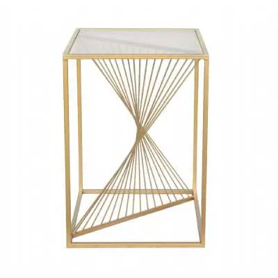 Lisa Gold Metal End Table Clear Glass Top