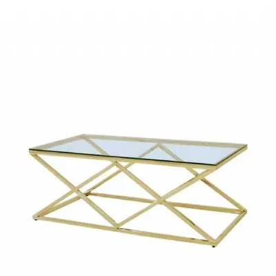 Rectangular Glass Top Imperial Gold Coffee Table