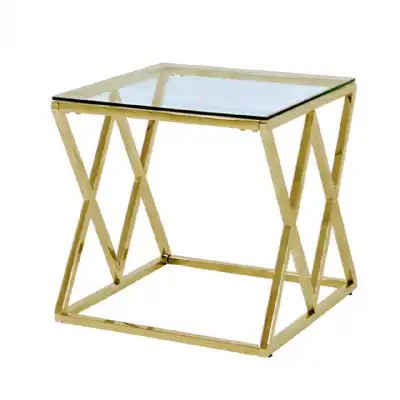 Rectangular Top Glass Imperia Gold End Table