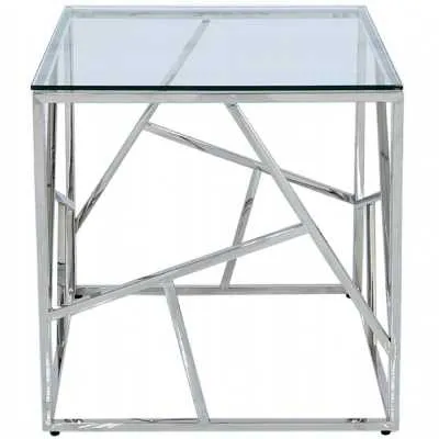 Ajax Stainless Steel End Table Glass Top