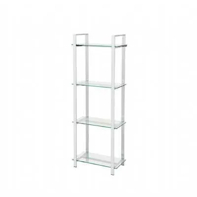 Harry 160cm Chrome and Clear Glass 4 Tier Display Unit