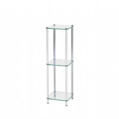 Harry 86.4cm Slim Chrome and Clear Glass 3 Tier Display Unit