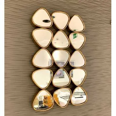 53X85cm 15 Section Pebble Mirror Gold