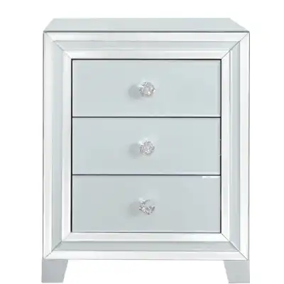 Mitcham 3 Drawer Bedside Cabinet Grey Clear