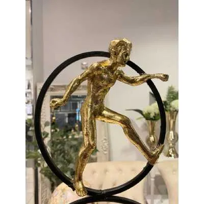 Gold 3 Man Circle Sculpture