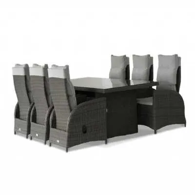 Odette | Large Dining Table with 6 x Recliner Chairs in Grey