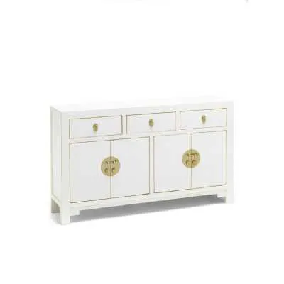 The Nine Schools Qing White Painted Finish Poplar and Plywood Large Chinese Small Sideboard 80x140x35cm