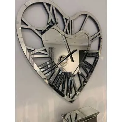 Roman Style Heart Shape Mirror Clock 77cm