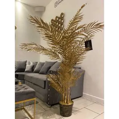 135Cm Luxe Gold Faux Palm Tree Decor
