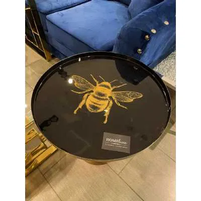 Bee Design Round Black And Gold Side Table