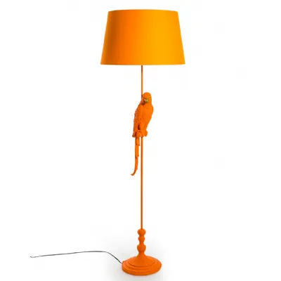 Orange Parrot Floor Lamp with Matching Orange Shade