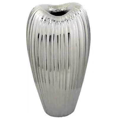 51.5cm Ribbed Vase Silver Lustre