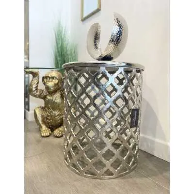 Decorative Metal Table With Silver Top