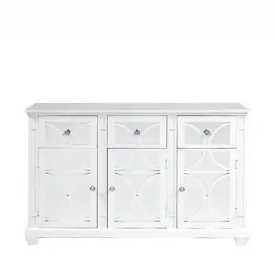 White Wood 3 Door And 3 Drawer Sideboard