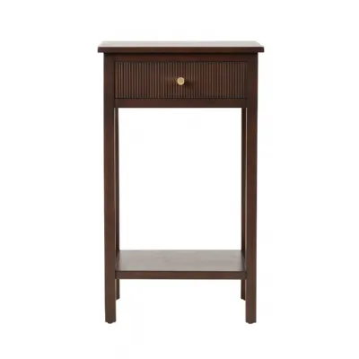 Lindon Walnut Brown 1 Drawer End Table With Gold Handles