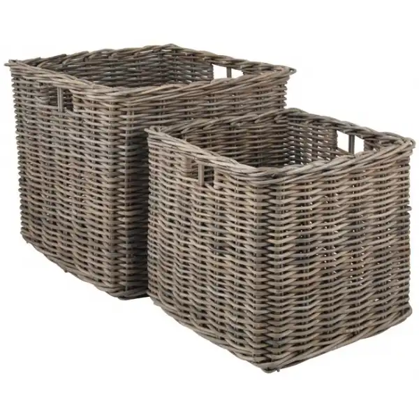 Grey S 2 Large Square Baskets