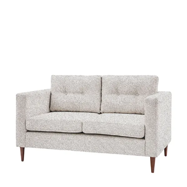 Light Grey Fabric Upholstered 2 Seater Buttoned Sofa