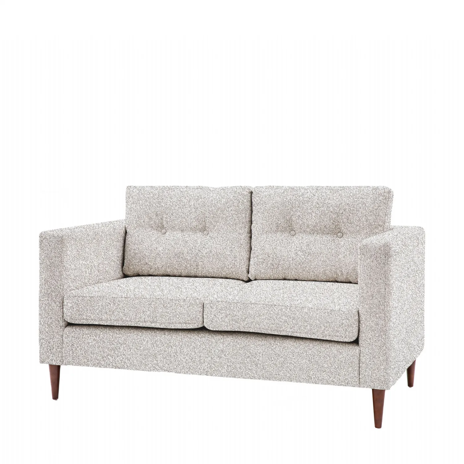Light Grey Fabric Upholstered 2 Seater Buttoned Sofa