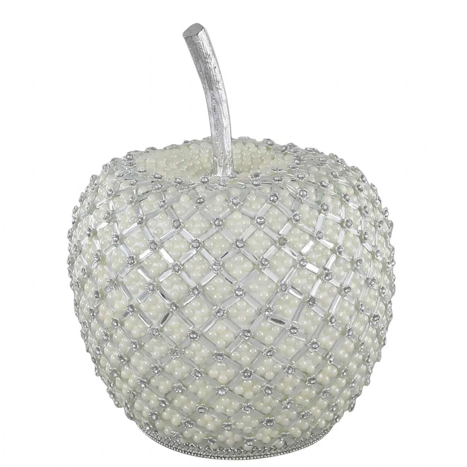 32cm Apple Decoration With Pearl Detail Ivory