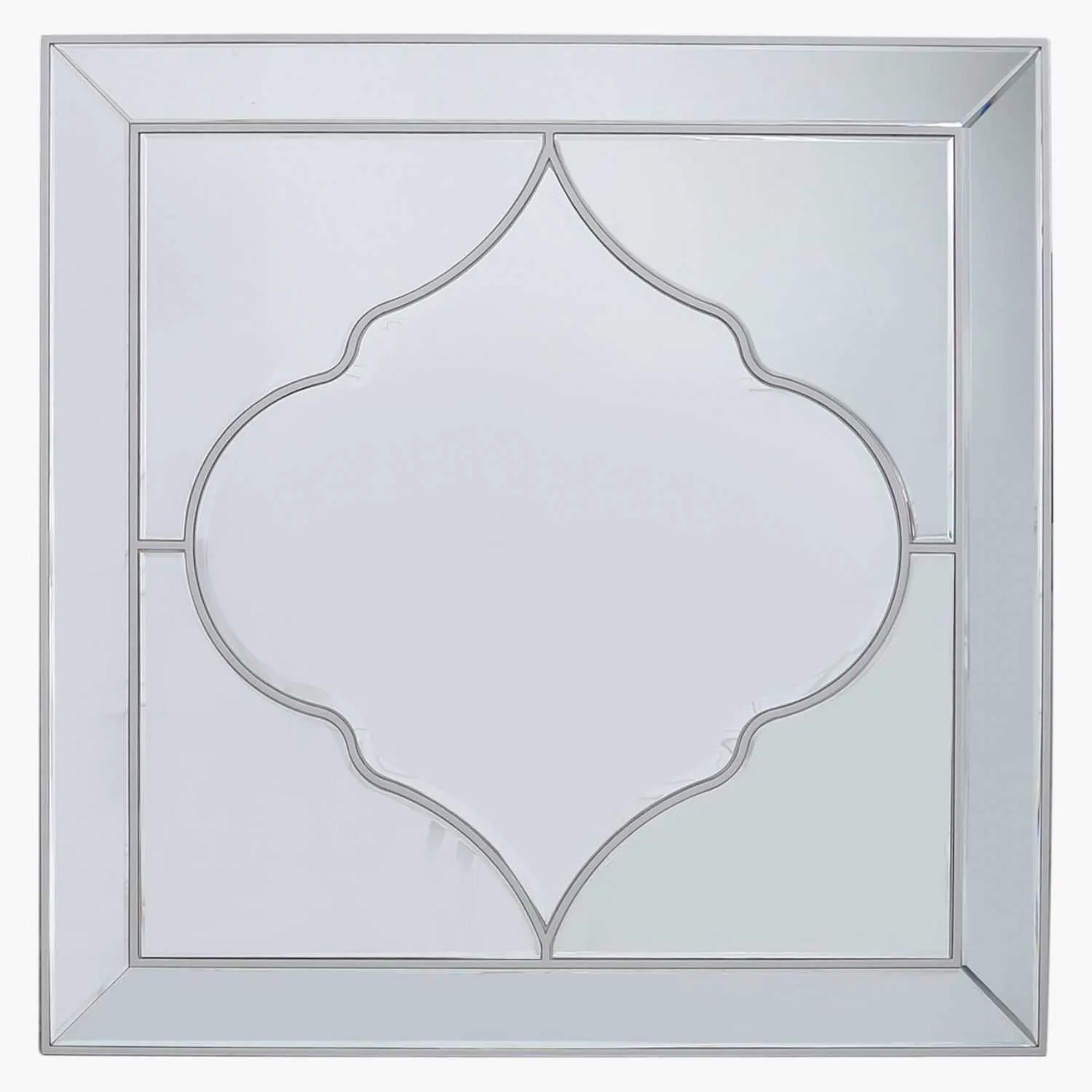 Morocco Square Wall Mirror Silver 100cm