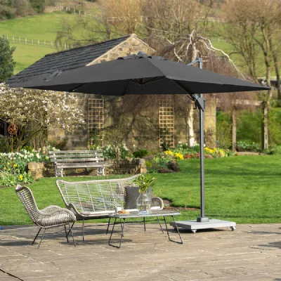 Grey Polyester 2.7m Square Outdoor Cantilever Parasol