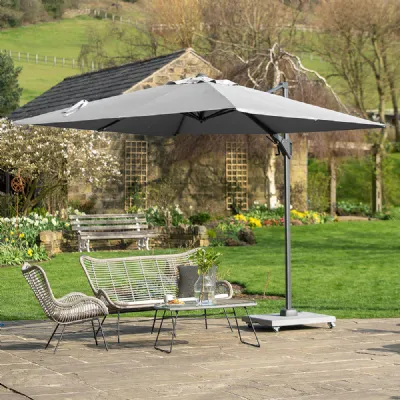 Light Grey Polyester 2.7m Square Outdoor Cantilever Parasol