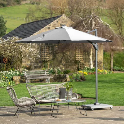 Light Grey Polyester 3m Round Outdoor Cantilever Parasol
