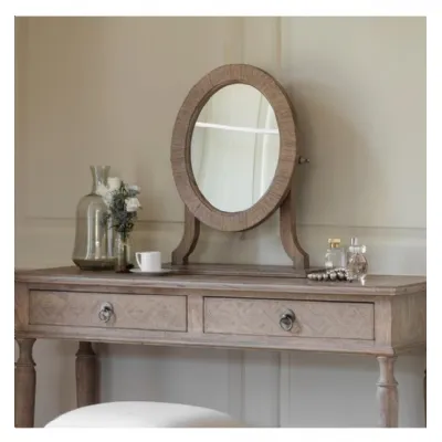 Mindy Wood Parquet Glazed Oval Dressing Table Mirror