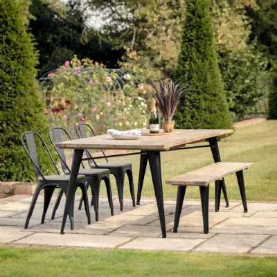 Industrial Natural Wood Extra Large Outdoor Dining Table