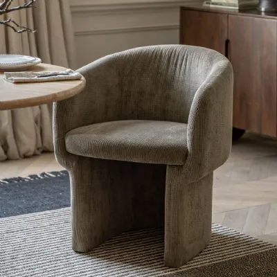 Retro Grey Fabric Curved Back Tub Dining Chair