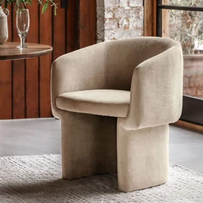 Retro Cream Fabric Curved Back Armchair with Footstool