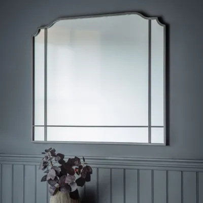 Large Grey Rectangular Overmantle Wall Mirror