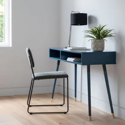 Dark Blue Home Office Console Table Desk with Shelf