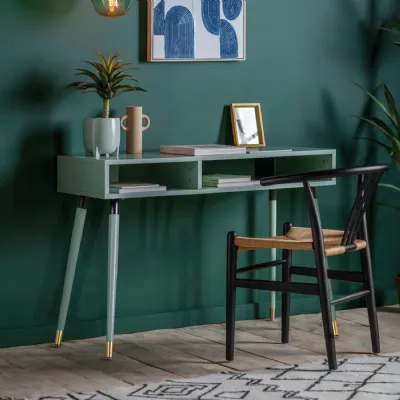 Mint Green Home Office Console Table Desk with Shelf