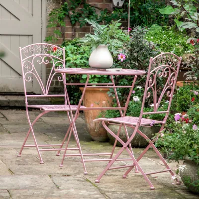 Pink Painted Metal 2 Seater Bistro Table and Chair Set
