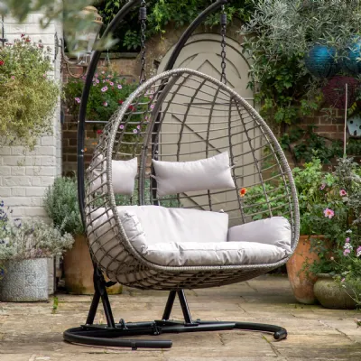 Natural Rattan Large Outdoor 2 Seater Hanging Chair