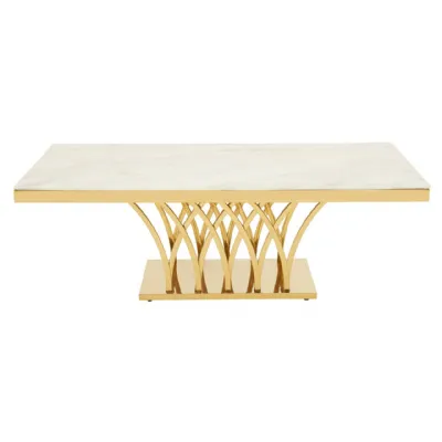 White and Gold Marble Top Coffee Table