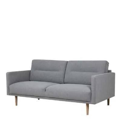 Modern Medium 2.5 Seater Sofa Fabric Pale Grey on Oak Legs