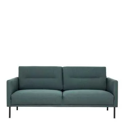 Modern Medium 2.5 Seater Sofa Dark Green Fabric on Black Metal Legs