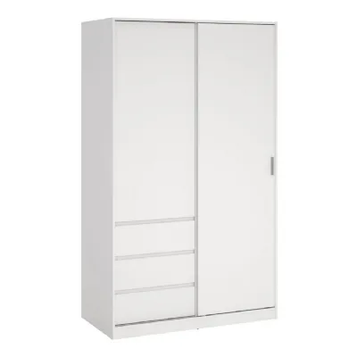 Naia Wardrobe with 1 Sliding Door and 1 Door + 3 Drawers in White