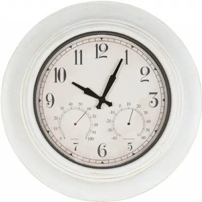 White Outdoor Metal Round Wall Clock