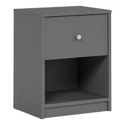 Modern Grey Laminated Bedside Cabinet With 1 Drawer 48x38cm