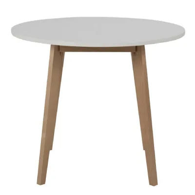 Raven Small Round Dining Table in White & Oak